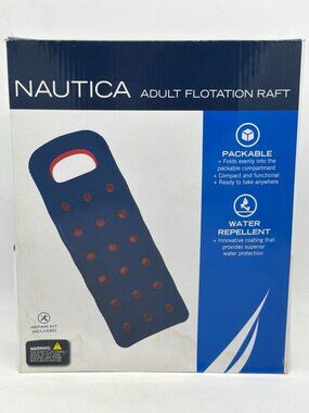Nautica Adult Flotation Raft 74"x28" Packable Repair Kit Included Water-Repellen